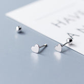 925 Sterling Silver Heart Stud Minimalist Earrings